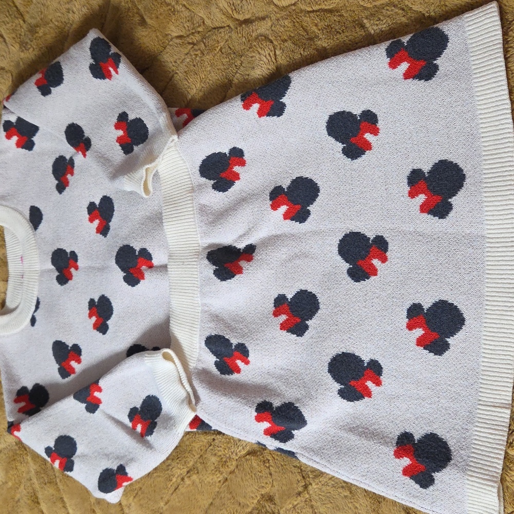 Disney Kids Sweater Dress - White with Black and Red Accents